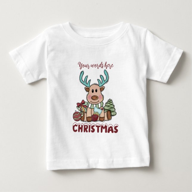 Camiseta De Bebé Crear tus propios Navidades de renos tristes (Anverso)