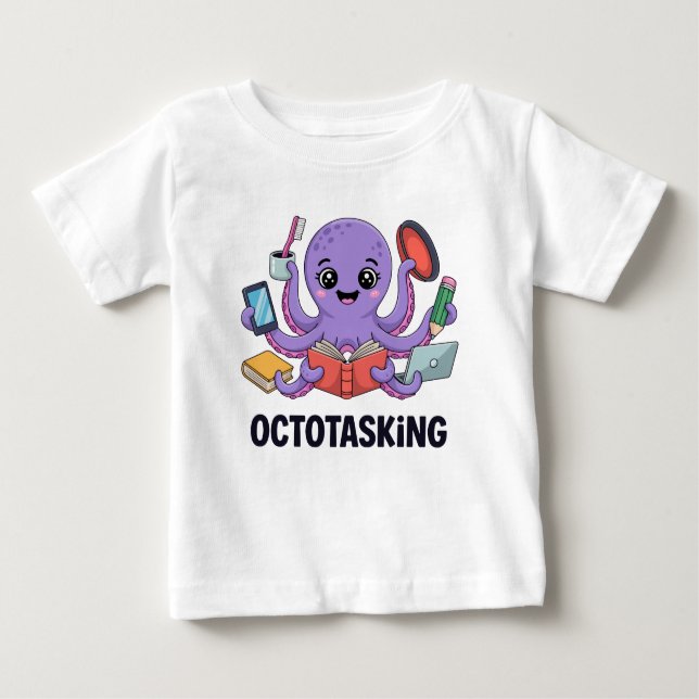 Camiseta De Bebé Creatura de Octotasking en modo multitarea (Anverso)