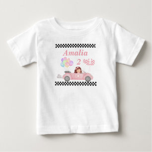 Camiseta De Bebé Crecer dos Chicas de autos de carreras rápido rosa