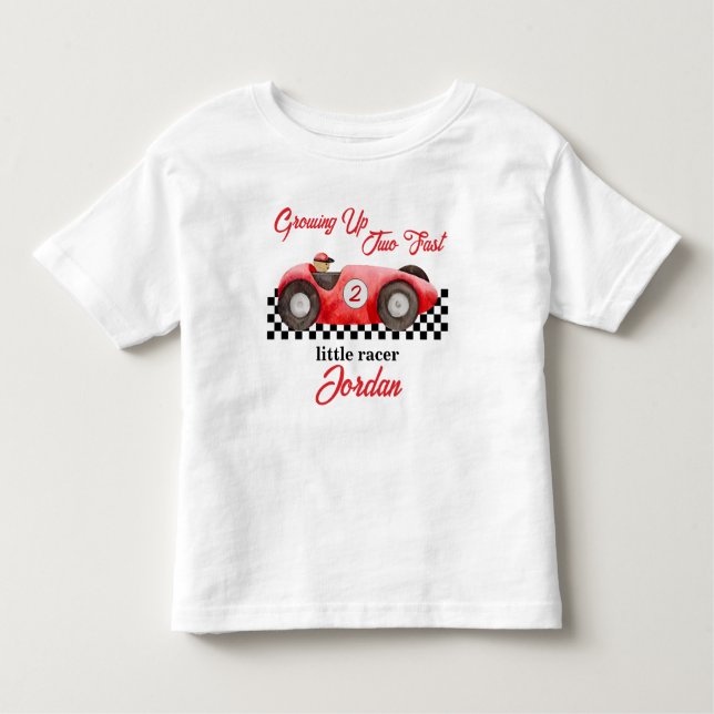 Camiseta De Bebé Creciendo Dos Auto Rojo de Carreras Rápido Cumplea (Anverso)