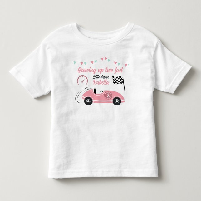 Camiseta De Bebé Creciendo Dos Veloz Fiesta Cumpleaños Auto De Carr (Anverso)