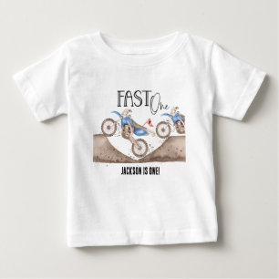 Camiseta De Bebé Creciendo rápido Uno Moto de tierra azul 1er cumpl