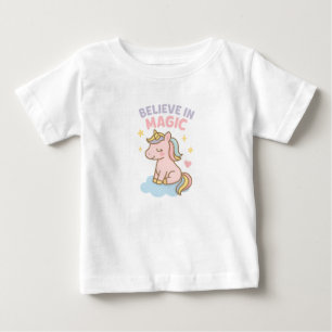 Camiseta De Bebé Cree en la Magia – Sueño de Unicornio Pastel