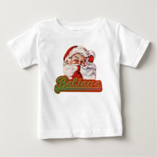 Camiseta De Bebé Cree En La Navidad Santa Claus Lindo