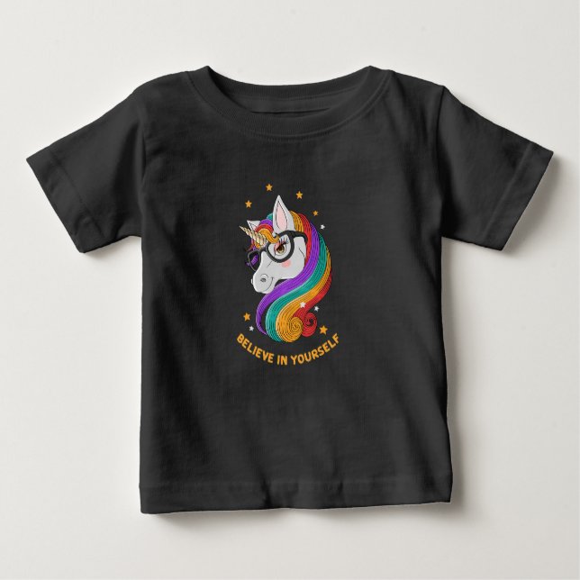 Camiseta De Bebé Cree En Usted Misma Unicornio (Anverso)