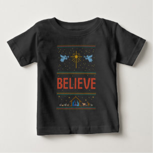 Camiseta De Bebé CREE QUE Navidades feos adoran la natividad cristi