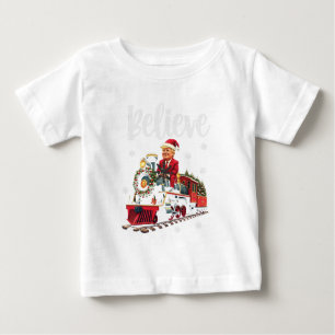 Camiseta De Bebé Cree que Trump monta un tren en Santa Navidades