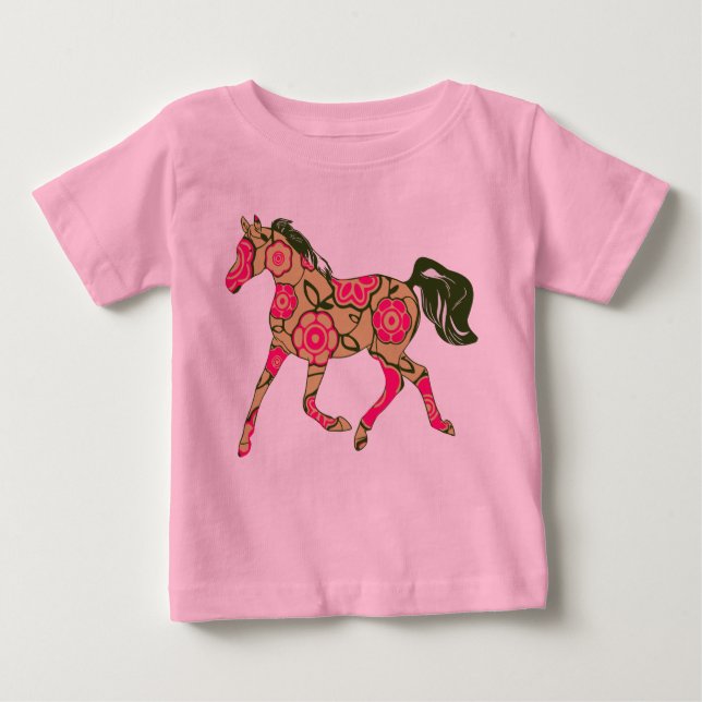 Camiseta De Bebé Creeper de crías de caballos florales (Anverso)