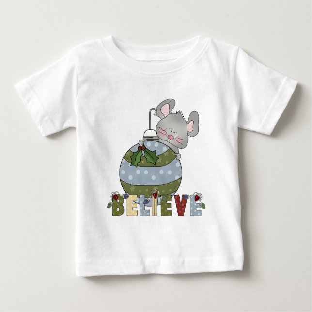 Camiseta De Bebé Creer animales de Navidades de ornamentos de ratón (Anverso)