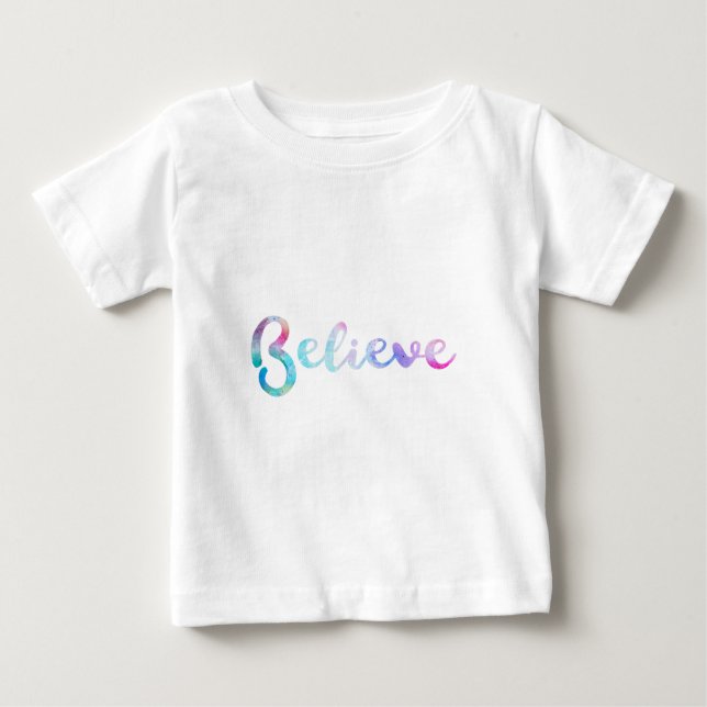 Camiseta De Bebé Creer arte de tipografía acuarela (Anverso)