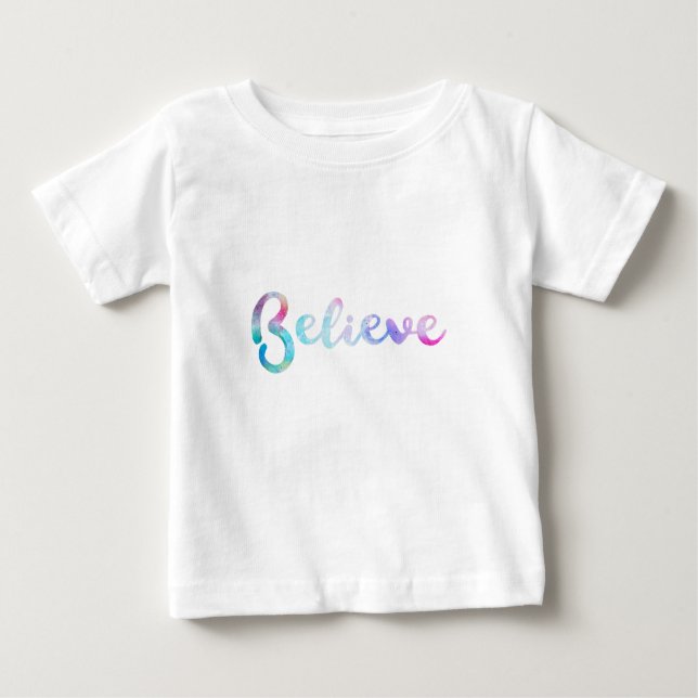 Camiseta De Bebé Creer arte de tipografía acuarela (Anverso)