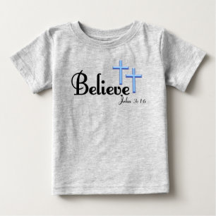 Camiseta De Bebé Creer con cruces azules, pequeño tee