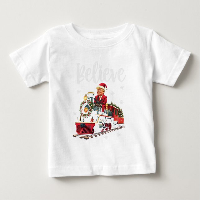 Camiseta De Bebé Creer que Trump monta un tren en Santa Apron (Anverso)