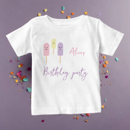 Camiseta De Bebé Crema de hielo Cone Scoop Confetti Niños rosados C