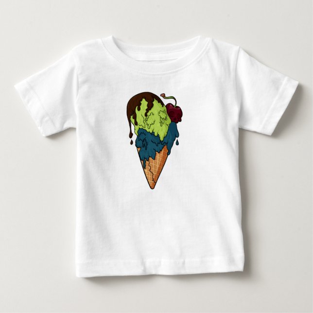 Camiseta De Bebé Crema de hielo de cráneo mágico y dulce mortal (Anverso)
