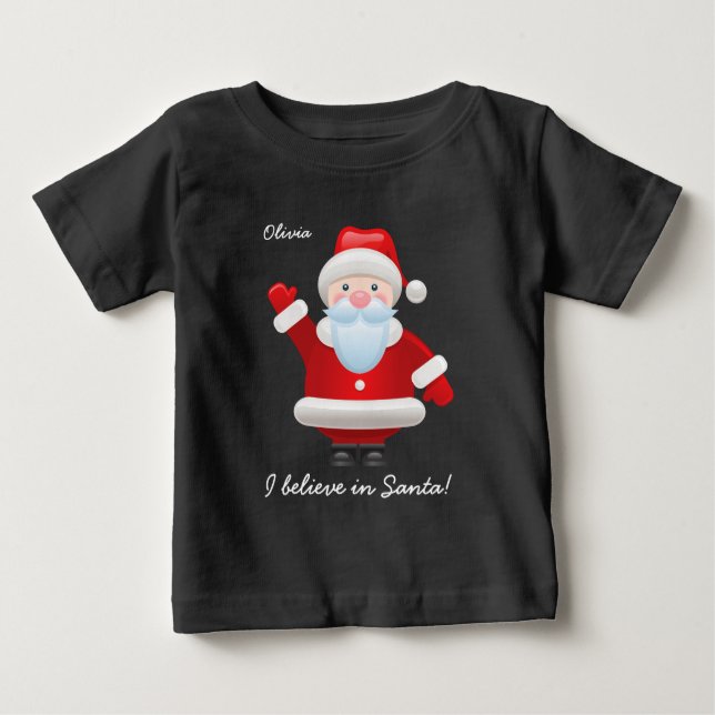 Camiseta De Bebé Creo en Santa. Navidades divertidos de Santa Claus (Anverso)
