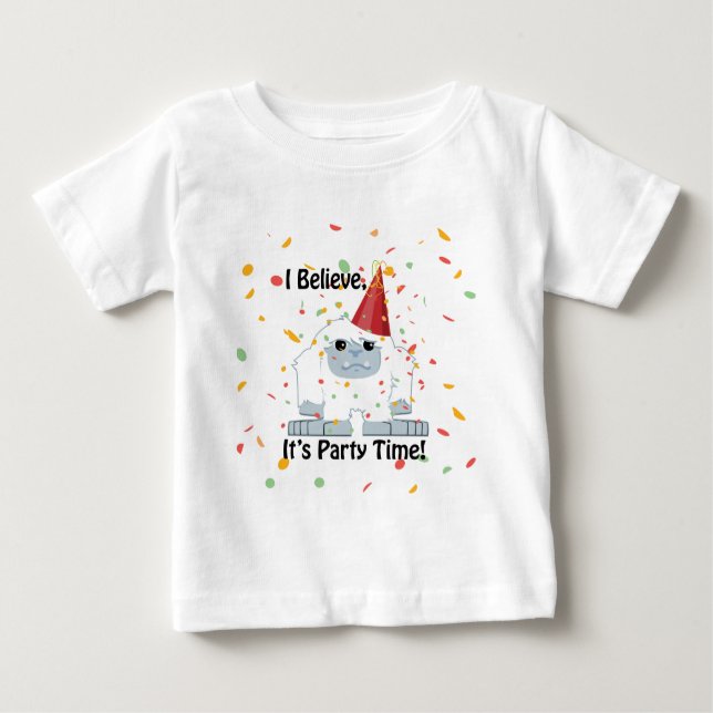 Camiseta De Bebé Creo que es hora de fiesta Yeti (Anverso)