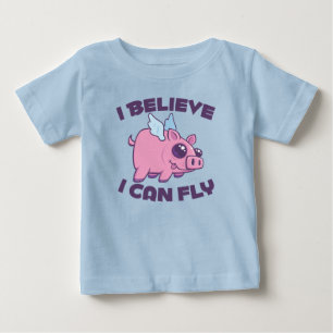 Camiseta De Bebé Creo que puedo volar Cerdito Kawaii Lindo