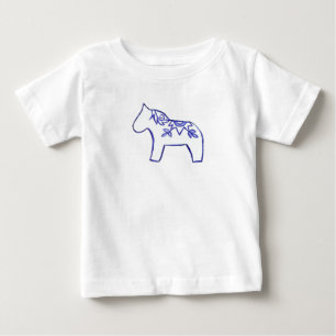 Camiseta De Bebé crepúsculo infantil con caballo azul y blanco