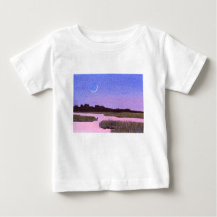 Camiseta De Bebé Crescent Moon & Heron Twilight Marsh