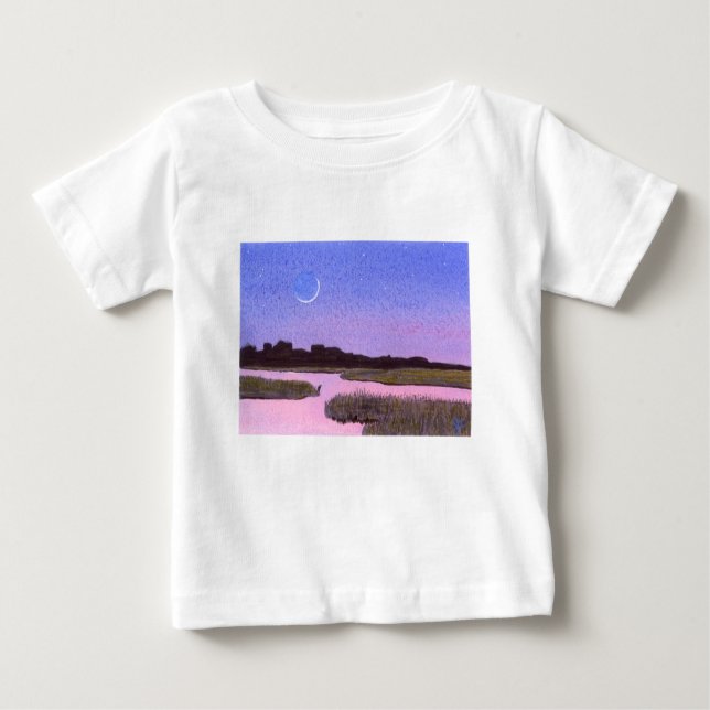 Camiseta De Bebé Crescent Moon & Heron Twilight Marsh (Anverso)
