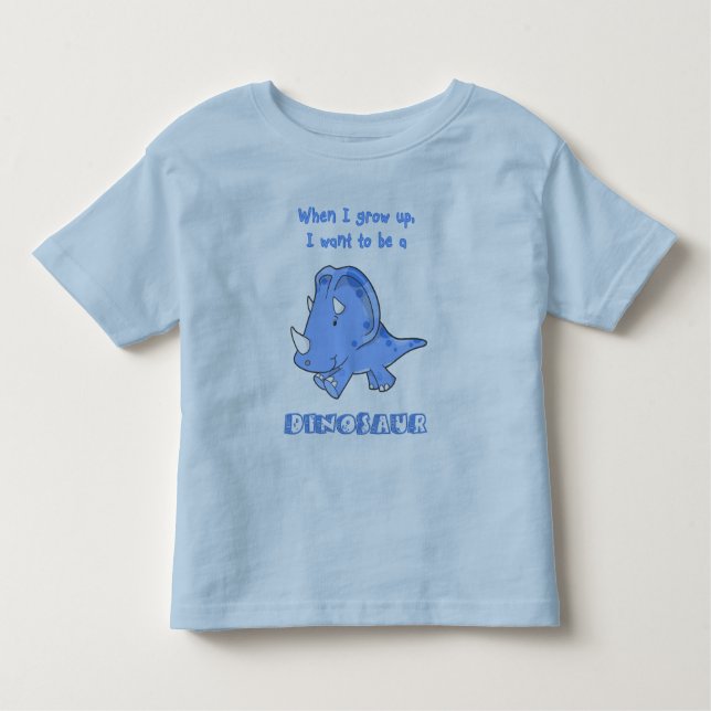 Camiseta De Bebé crezca el azul del dinosaurio (Anverso)
