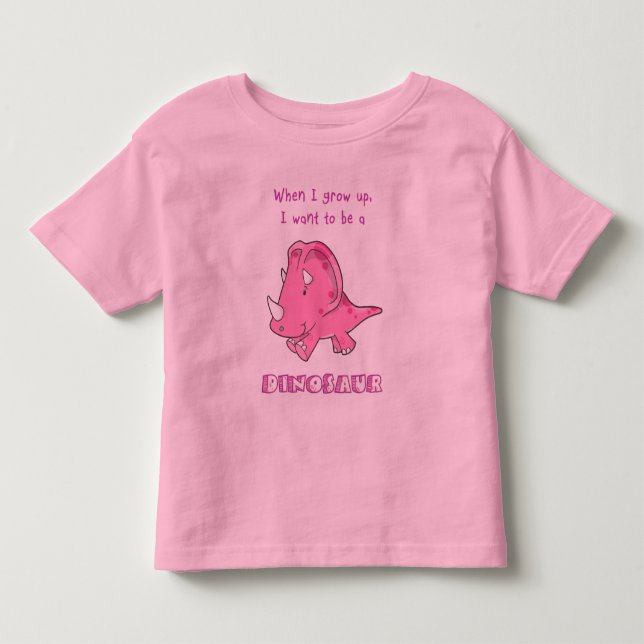 Camiseta De Bebé crezca el rosa del dinosaurio (Anverso)