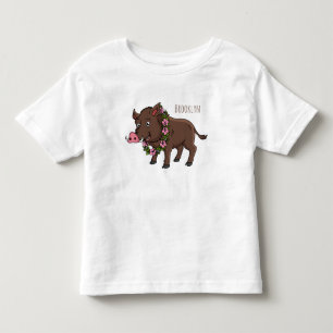 Camiseta De Bebé Cría de jabalí y flores de personalizado