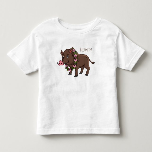 Camiseta De Bebé Cría de jabalí y flores de personalizado (Anverso)