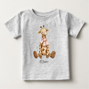 Camiseta De Bebé Cría de jirafa adorable con bufanda