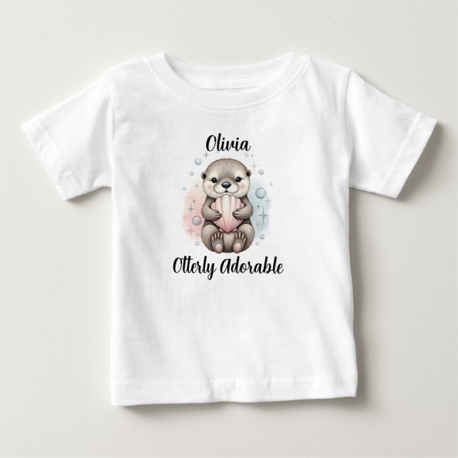Camiseta De Bebé Cría de Nutria con Caparazón de Caracol "Totalment (Anverso)