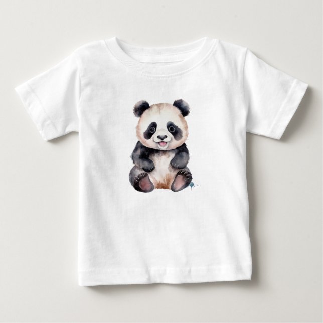 Camiseta De Bebé Cría de panda adorable acuarela (Anverso)