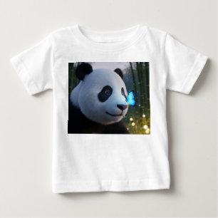 Camiseta De Bebé Cría de panda y mariposa azul brillante
