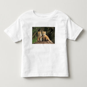 Camiseta De Bebé Cría de zorro rojo frente a la guarida Vulpes vulp