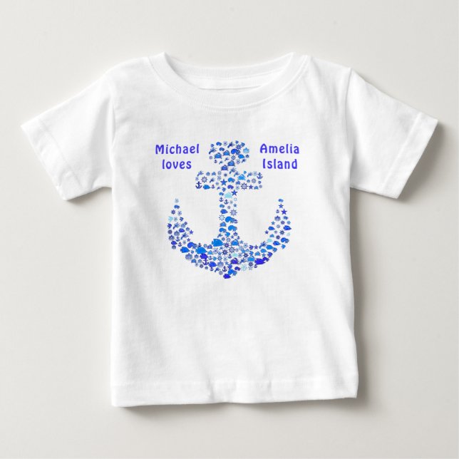 Camiseta De Bebé Criaturas marinas de la isla Cute Amelia Anchor Sh (Anverso)