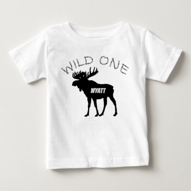 Camiseta De Bebé Criaturas silvestres de la selva de alce de cumple (Anverso)