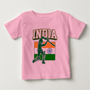 Camiseta De Bebé Cricket de la India con un regalo de la bandera in