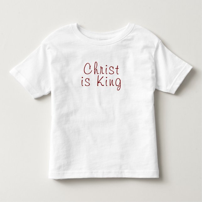 Camiseta De Bebé Cristo es Rey | Texto rojo sobre blanco (Anverso)