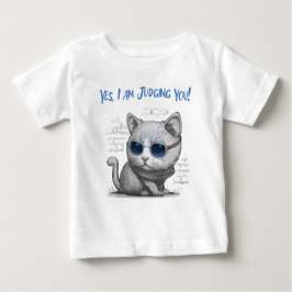 Camiseta De Bebé Critical Cat Judging You Blue Text