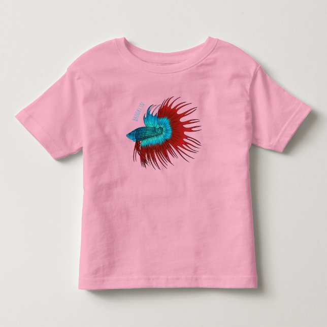 Camiseta De Bebé Crowntail betta fish cartoon illustration  (Anverso)