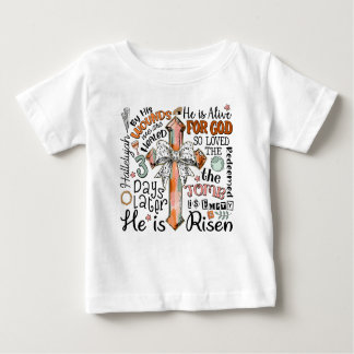 Camiseta De Bebé Cruz Cristiana de Pascua Él ha Resucitado
