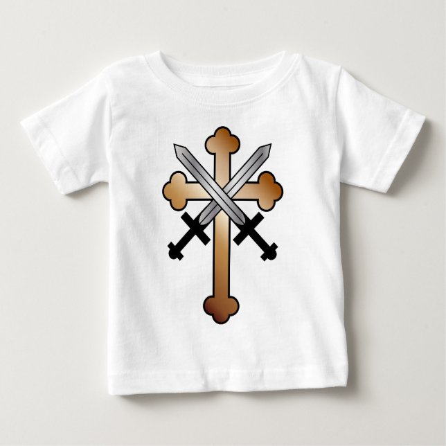Camiseta De Bebé Cruz de cobre con espadas cruzadas (Anverso)