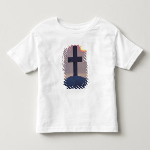 Camiseta De Bebé Cruz en lo alto de la iglesia al atardecer, Mykono