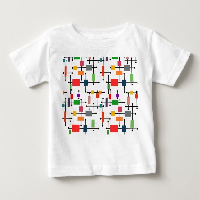 Camiseta De Bebé Cuadrícula grande moderna de mediados de siglo (Anverso)