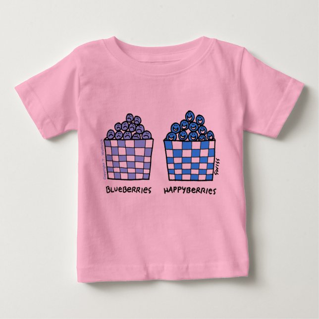 Camiseta De Bebé Cuadros divertidos Blueberries Happyberries Baby O (Anverso)