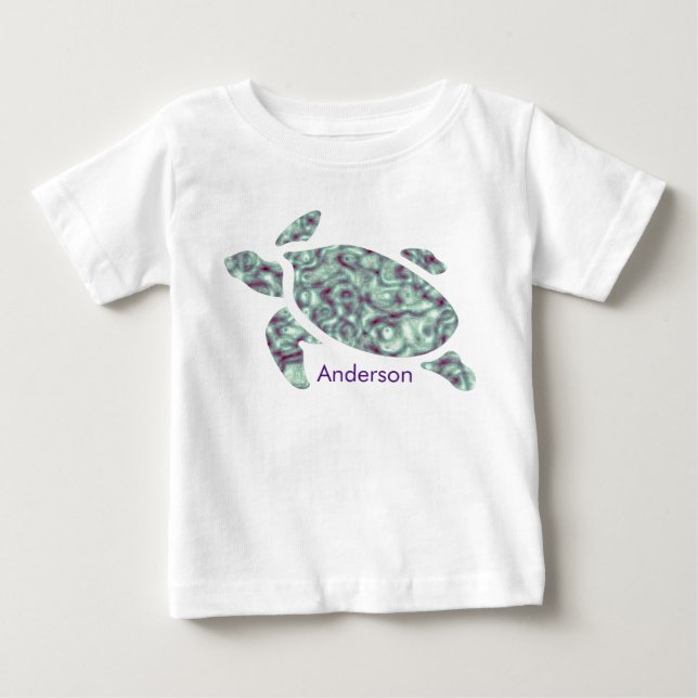 Camiseta De Bebé Cualquier nombre Tee de tortuga pequeña (Anverso)