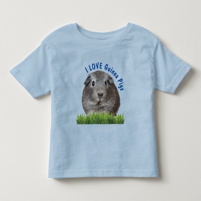 Camiseta De Bebé Cuán me encanta Guinea Cerdos Azul Personalizado T (Anverso)