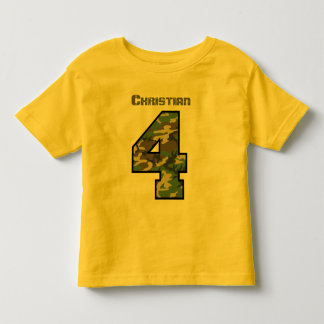 Camiseta De Bebé Cuarto cumpleaños Camo Nombre personalizado V030