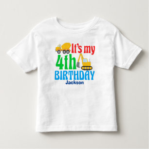 Camiseta De Bebé Cuarto Cumpleaños Niños Fiesta de Vehículos de Con