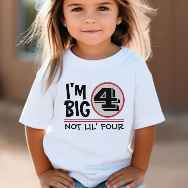 Camiseta De Bebé Cuarto cumpleaños soy grande para no ser lilo cuat (funny fourth birthday white t-shirt)